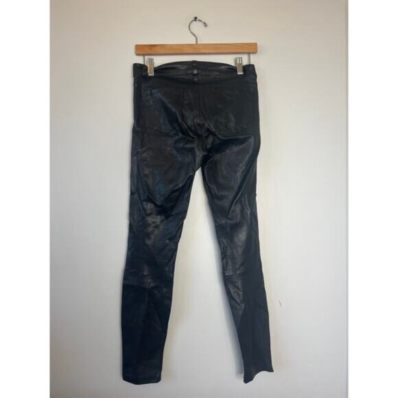 NEW J Brand Coated Super Skinny Ankle Zip Closure Leather Jeans Black Size: 26 - Picture 5 of 8